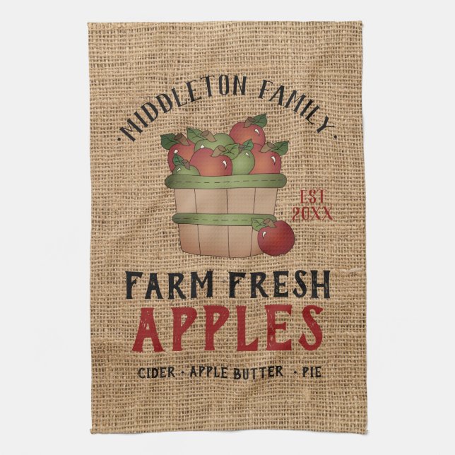 Bauernhof Frische 🍎 Äpfel Geschirrtuch (Vertikal)