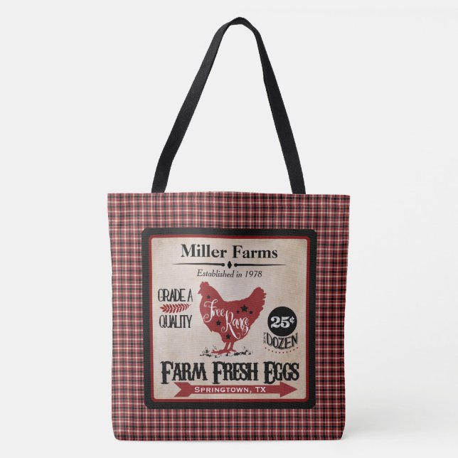 Bauernhof-frische Ei-personalisierte Tasche (Vorderseite)