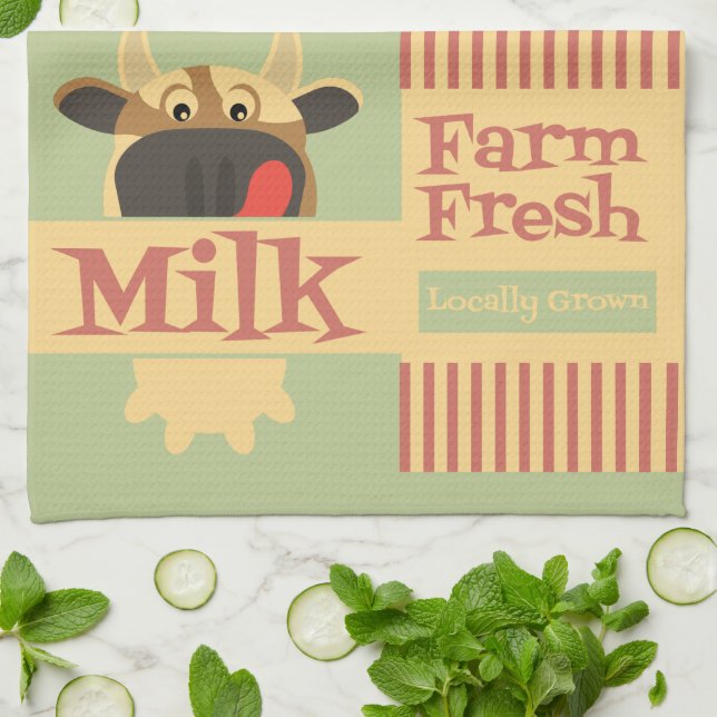 Bauernhof Frische Milch Kuh Küchentuch (Gefaltet)