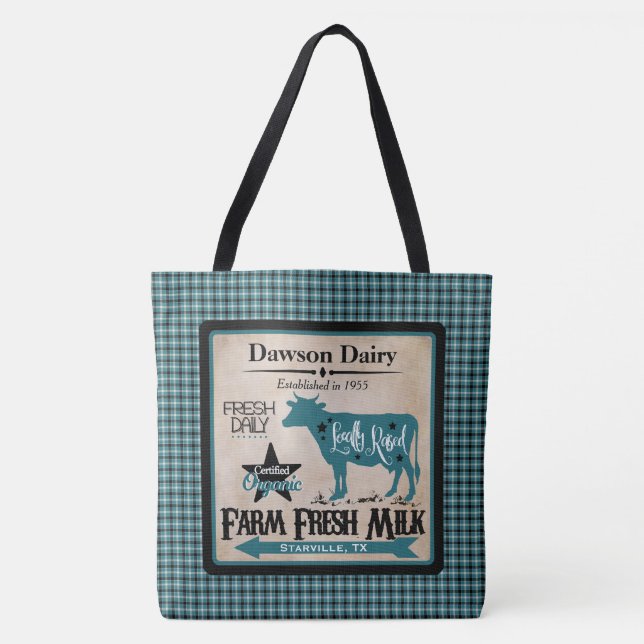 Bauernhof-frische Milch-personalisierte Tasche (Vorderseite)