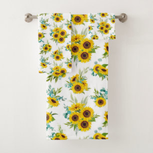 Bauernhof Frische Wasserfarbe Sonnenblumenmuster Badhandtuch Set
