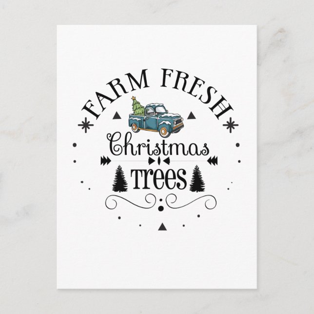 Bauernhof Frische Weihnachtsbäume, Chritsmas Gesch Postkarte (Vorderseite)