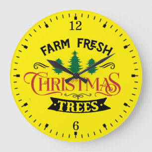 Bauernhof Frische Weihnachtsbaumen Design-54394 Große Wanduhr