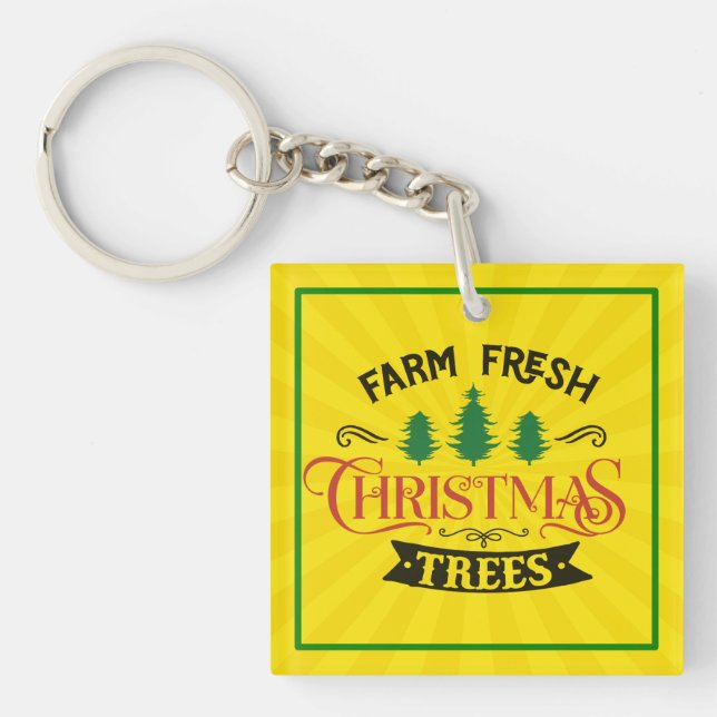 Bauernhof Frische Weihnachtsbaumen Design-54394 Schlüsselanhänger (Vorderseite)