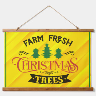Bauernhof Frische Weihnachtsbaumen Design-54394 Wandteppich Mit Holzrahmen