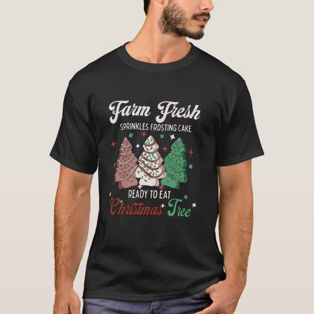 Bauernhof Frische Weihnachtsbaumkuchen Funny Tree  T-Shirt (Vorderseite)