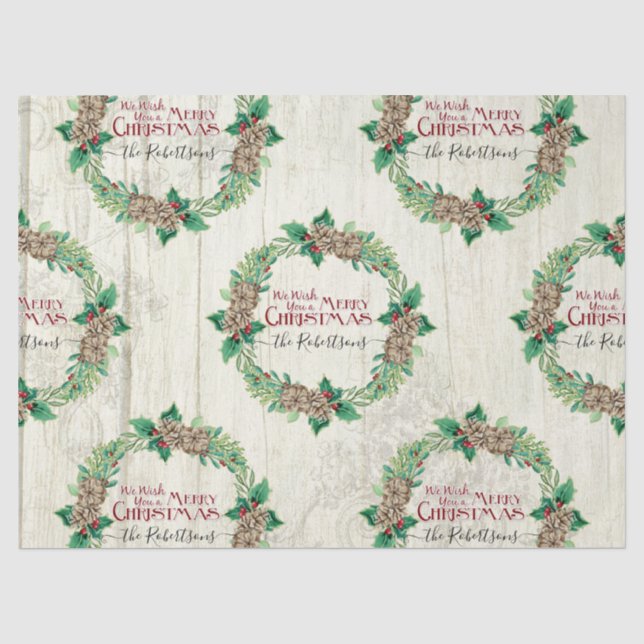 Bauernhof Frohe Weihnachtskraut Pine Cone Familie Seidenpapier (Vorderseite)