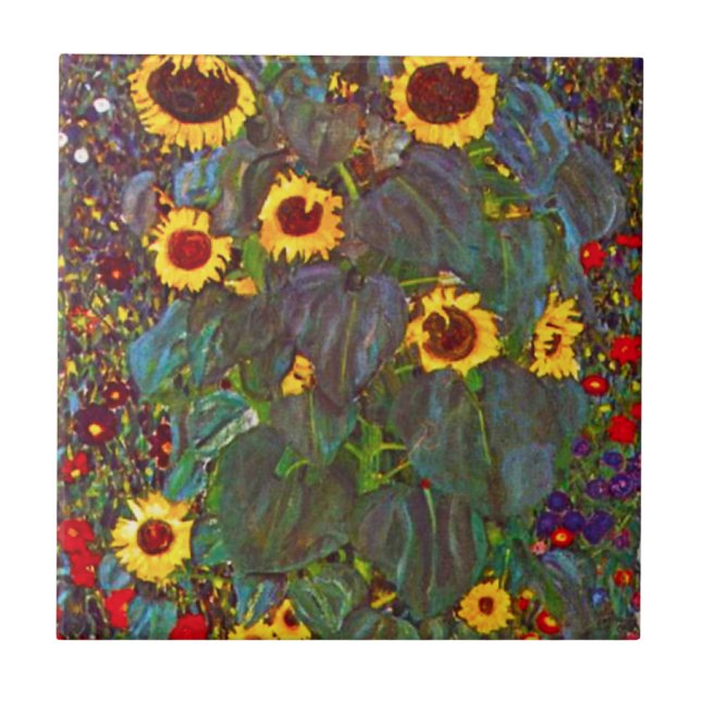 Bauernhof-Garten Gustav Klimt mit Fliese (Vorderseite)