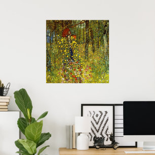 Bauernhof-Garten mit Kruzifix durch Gustav Klimt Poster