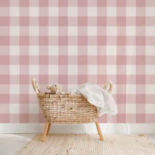 Bauernhof Gingham Dusty Rose Tapete