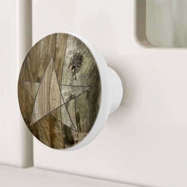 Bauernhof Gray Barn Wood Western Country Star Keramikknauf (Farmhouse Grey Barn Wood Western Country Star Ceramic Knob)