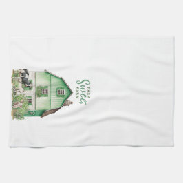 Bauernhof | Grüne Scheune mit landwirtschaftlichen Geschirrtuch