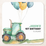 Bauernhof Grüner Traktor Geburtstag Rechteckiger Pappuntersetzer<br><div class="desc">Grüner Traktor Geburtstagsschild Untersetzer</div>