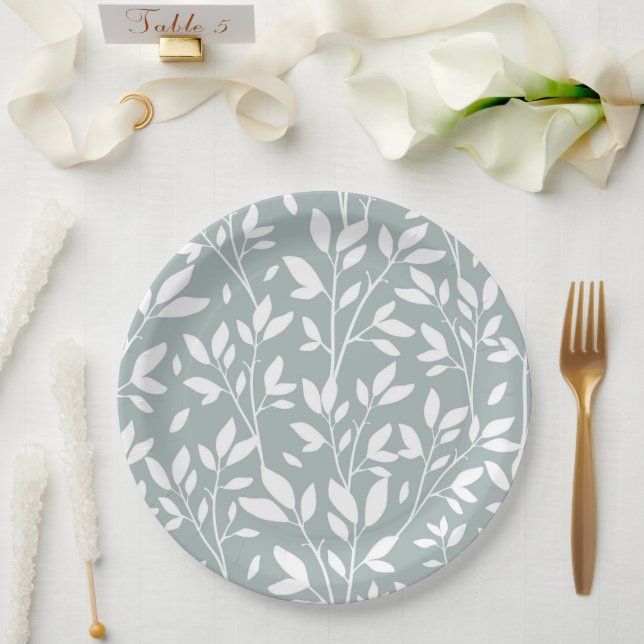 Bauernhof Grünes Leaf Hübsche Reben Pappteller (Hochzeit)