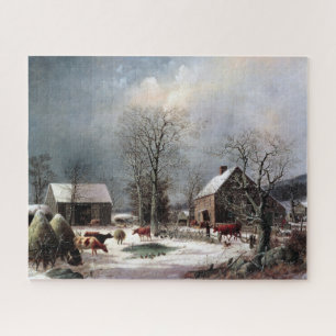 Bauernhof im Winter George Henry Durrie 1858