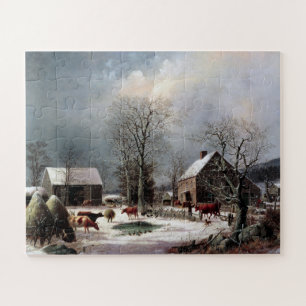 Bauernhof im Winter George Henry Durrie 1858
