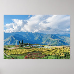 Bauernhof in Bhutan östliche Berge - Himalaja Poster