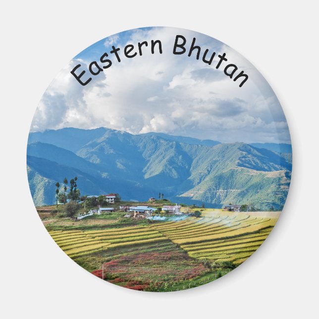 Bauernhof in den bhutanischen östlichen Bergen - H Magnet (Vorne)