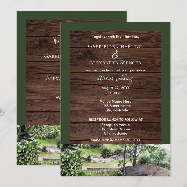 Bauernhof in der Nähe von Thirlmere Hochzeitseinla Einladung (Vorne/Hinten)