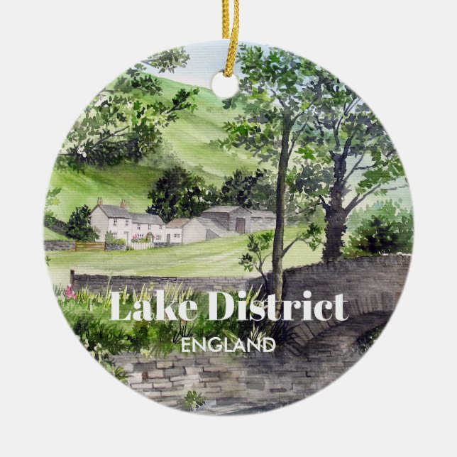 Bauernhof in der Nähe von Thirlmere, Lake District Keramik Ornament (Vorne)