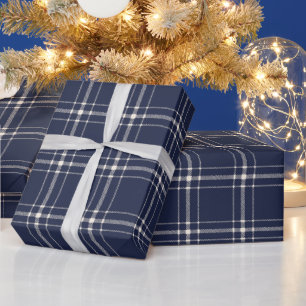 Bauernhof karierte Marine aus weißem Handgepanzert Geschenkpapier