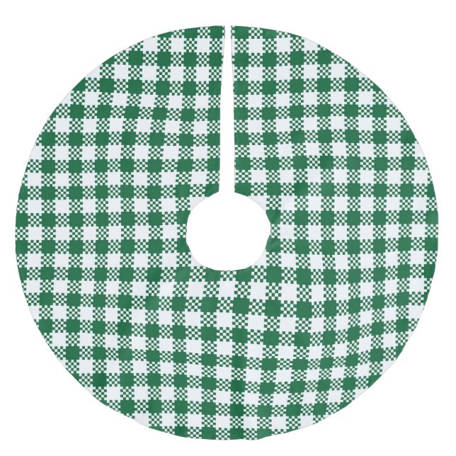 Bauernhof kariertes, grünes, rustikales Büffelmust Polyester Weihnachtsbaumdecke (Vorderseite)