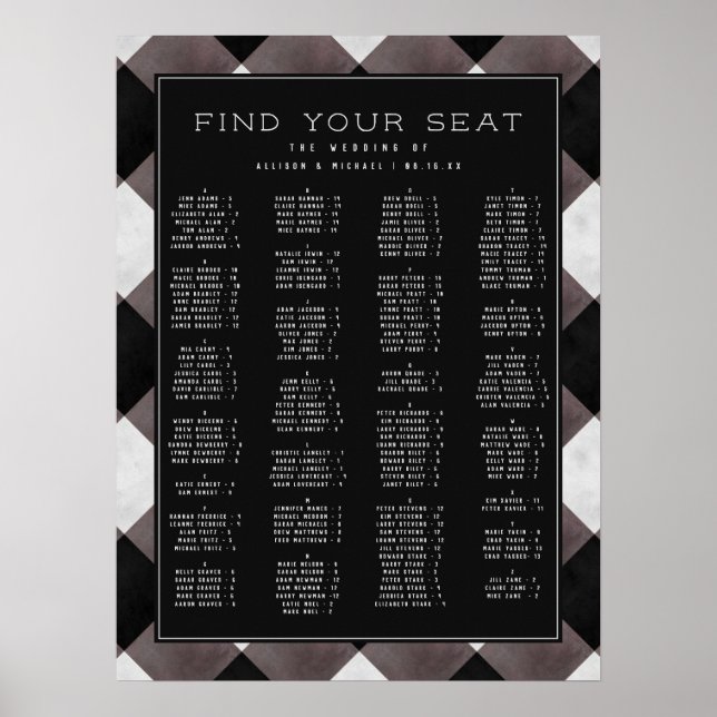 Bauernhof Karo Alphabetische Hochzeitssattelkarte Poster (Vorne)