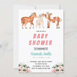 Bauernhof Kuh Pferd Schaf Baby Shower Party Einladung
