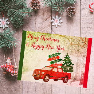 Bauernhof Land Vintager roter Lkw Weihnachten