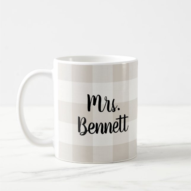 Bauernhof Linen Buffalo Karo Mrs. Monogram Kaffeetasse (Links)