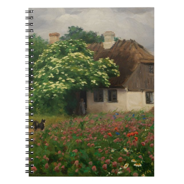 Bauernhof mit Wiese-Blume Notizblock (Vorderseite)