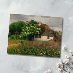 Bauernhof mit Wiese-Blume Postkarte