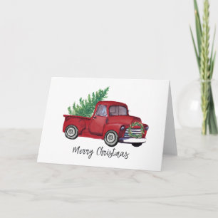 Bauernhof Moderner Jahrgang Weihnachts-rote LKW-Ka Karte