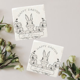 Bauernhof Ostern Bunny Magnolia Blume Steinuntersetzer