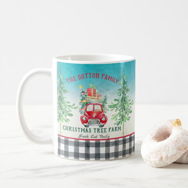 Bauernhof Personalisierter Weihnachtsbaumbaum Kaffeetasse (Mit Donut)