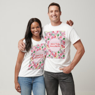 Bauernhof Picnic Watermelon Hearts Pink Gingham T-Shirt