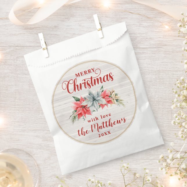 Bauernhof Poinsettia Rustic Frohe Weihnachtswald Geschenktütchen (Ausgeschnitten)