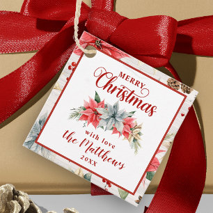 Bauernhof Poinsettia Rustikale Weihnachtsmarken Geschenkanhänger