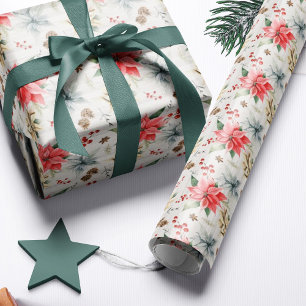 Bauernhof Poinsettia Wood Rustikale Weihnachten Geschenkpapier