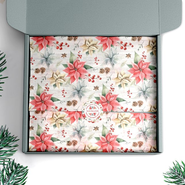 Bauernhof Poinsettia Wood & Winter Foliage Seidenpapier (Von Creator hochgeladen)