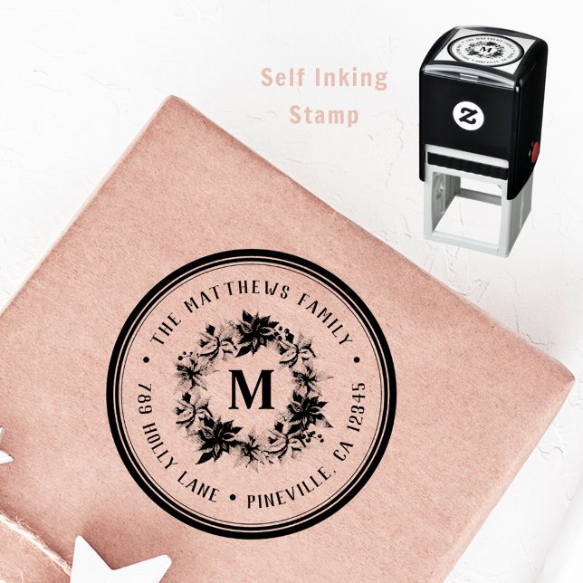 Bauernhof Poinsettia Wreath Holiday Rücksendeadres Permastempel (Von Creator hochgeladen)