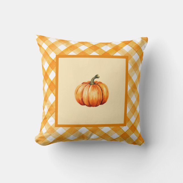 Bauernhof Pumpkin Orange Karierte gemütliche Herbs Kissen (Vorderseite)