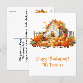 Bauernhof Pumpkins Happy Thanksgiving Feiertagspostkarte