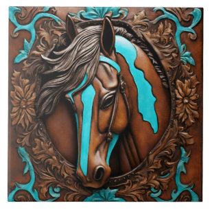 Bauernhof Ranch Western Land Türkis Brown Pferd Fliese