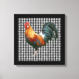 Bauernhof Rooster Schwarz-Weiß Rustikales Land Leinwanddruck