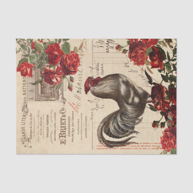 Bauernhof Rose Decoupage Ephemera Tissu Seidenpapier (Vorderseite)