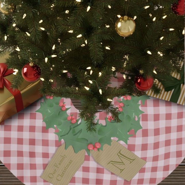 Bauernhof Roter Karo Kraut Weihnachtsbaumrock Polyester Weihnachtsbaumdecke (Perfect for a cozy, classic farmhouse Christmas. Add your initial/name )