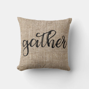 Bauernhof Rustic Brown Sacking Burlap GATHER Kissen