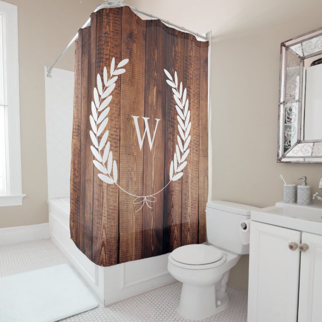 Bauernhof Rustic Country Bow Laurels Wood Planks Duschvorhang (Beispiel)
