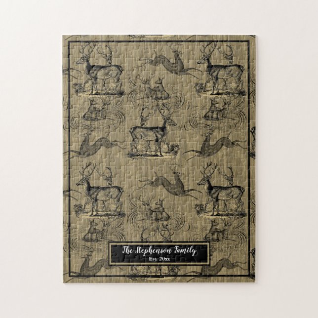 Bauernhof Rustic Woodsy Vintag Hirsche Familiennam (Vertikal)